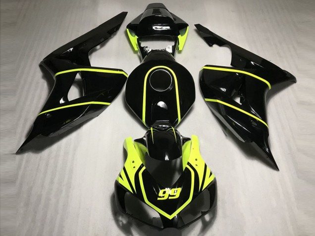 Mejores Carenados Moto Honda CBR1000RR 2006-2007 - Negro Brillante Alta Visibilidad Amarillo 99