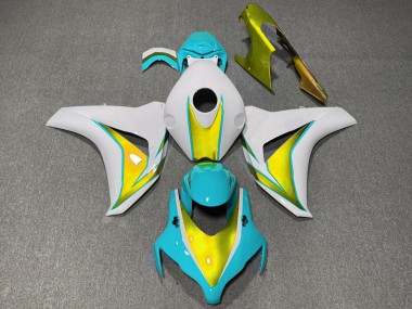 Mejores Carenados Moto Honda CBR1000RR 2008-2011 - Blanco Azul Claro Oro