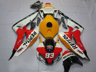 Mejores Carenados Moto Honda CBR1000RR 2006-2007 - Naranja Blanco Rojo Negro Brillante Repsol HRC 93