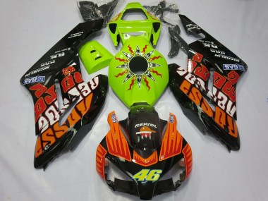 Mejores Carenados Moto Honda CBR1000RR 2004-2005 - Verde Lima Naranja Negro Brillante Rossi 46