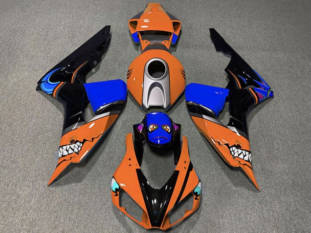 Mejores Carenados Moto Honda CBR1000RR 2006-2007 - Naranja Plata Azul Negro Brillante Tiburón