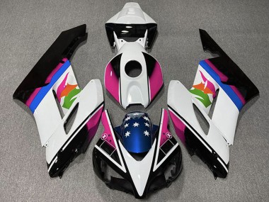 Mejores Carenados Moto Honda CBR1000RR 2004-2005 - Blanco Rosa Azul Negro Brillante Estrella