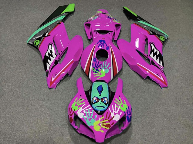 Mejores Carenados Moto Honda CBR1000RR 2004-2005 - Rosa Verde Negro Tiburón
