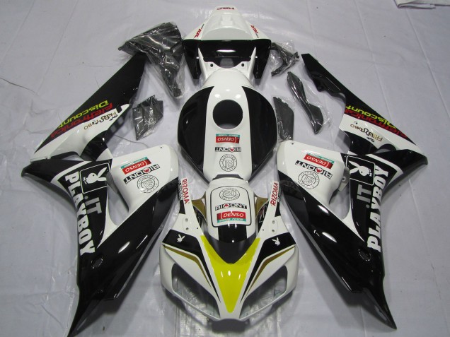 Mejores Carenados Moto Honda CBR1000RR 2006-2007 - Blanco Amarillo Rojo Negro Brillante Denso PlayBoy