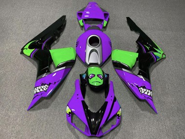 Mejores Carenados Moto Honda CBR1000RR 2006-2007 - Púrpura Plata Verde Negro Brillante Tiburón