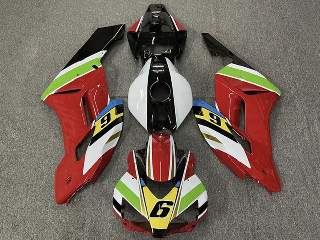 Mejores Carenados Moto Honda CBR1000RR 2004-2005 - Blanco Rojo Verde Amarillo Negro Brillante 6