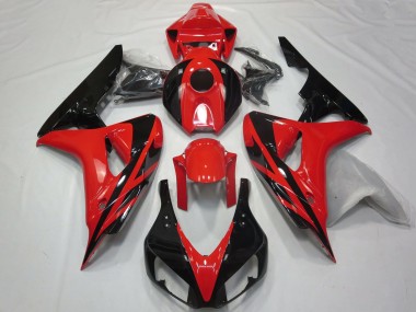 Mejores Carenados Moto Honda CBR1000RR 2006-2007 - Rojo Negro Brillante OEM Estilo No Calcomanías