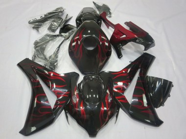 Mejores Carenados Moto Honda CBR1000RR 2008-2011 - Negro Brillante Rojo Llama
