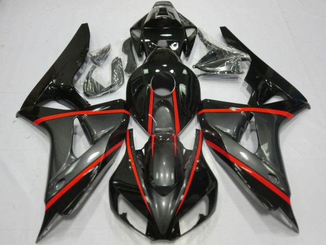 Mejores Carenados Moto Honda CBR1000RR 2006-2007 - Negro Brillante Gris Rojo