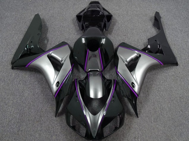 Mejores Carenados Moto Honda CBR1000RR 2006-2007 - Plata Púrpura Negro Brillante Pinstripe