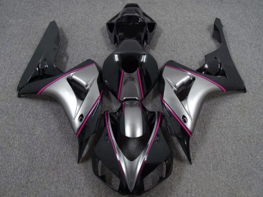 Mejores Carenados Moto Honda CBR1000RR 2006-2007 - Plata Rosa Negro Brillante Pinstripe