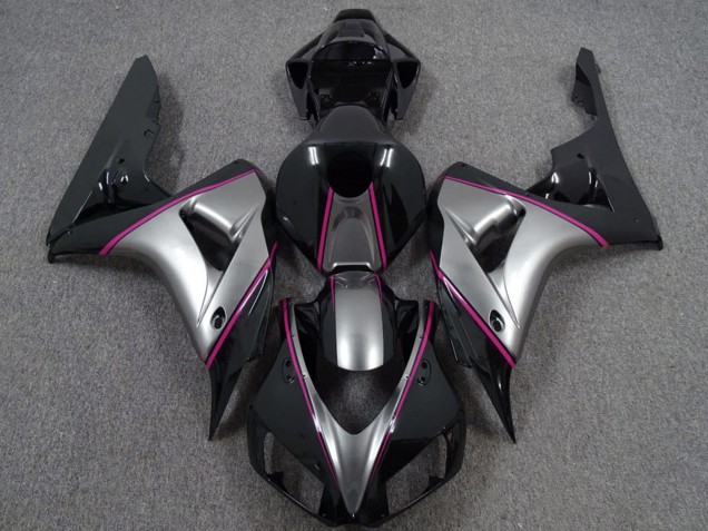Mejores Carenados Moto Honda CBR1000RR 2006-2007 - Plata Rosa Negro Brillante Pinstripe
