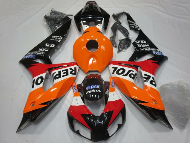Mejores Carenados Moto Honda CBR1000RR 2006-2007 - Naranja Blanco Rojo Negro Brillante Repsol