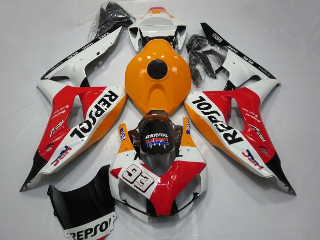 Mejores Carenados Moto Honda CBR1000RR 2006-2007 - Naranja Blanco Rojo Negro Brillante Repsol 93