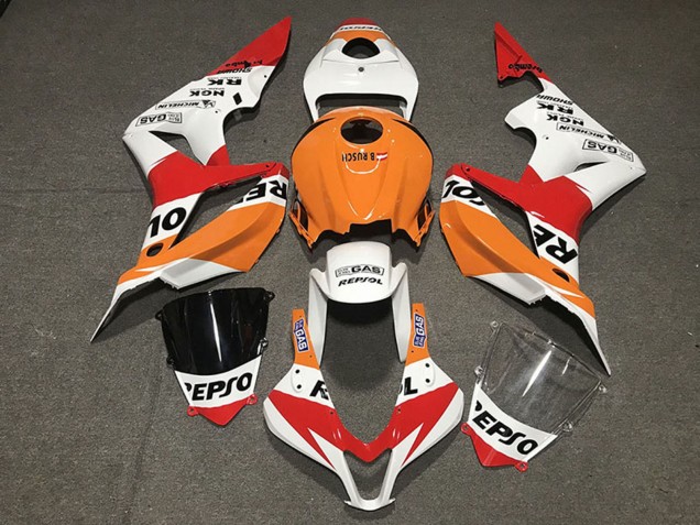 Mejores Carenado Moto Honda CBR600RR 2007-2008 - Naranja Blanco Rojo Negro Brillante Repsol Estilo