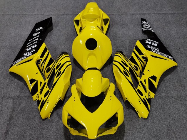 Mejores Carenados Moto Honda CBR1000RR 2004-2005 - Amarillo Negro Brillante Llama