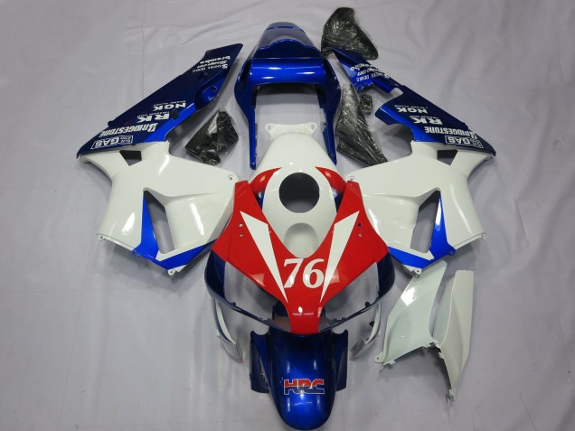 Mejores Carenados Moto Honda CBR600RR 2003-2004 - Blanco Rojo Azul HRC 76