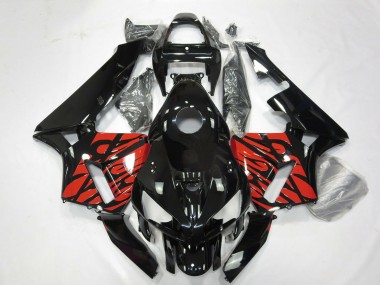 Mejores Carenados Moto Honda CBR600RR 2005-2006 - Negro Brillante Tribal Rojo