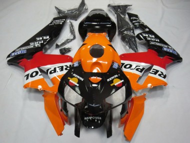 Mejores Carenados Moto Honda CBR600RR 2005-2006 - Naranja Rojo Blanco Negro Bottom Repsol