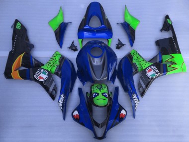 Mejores Carenados Moto Honda CBR600RR 2007-2008 - Azul Verde Negro Brillante Tiburón