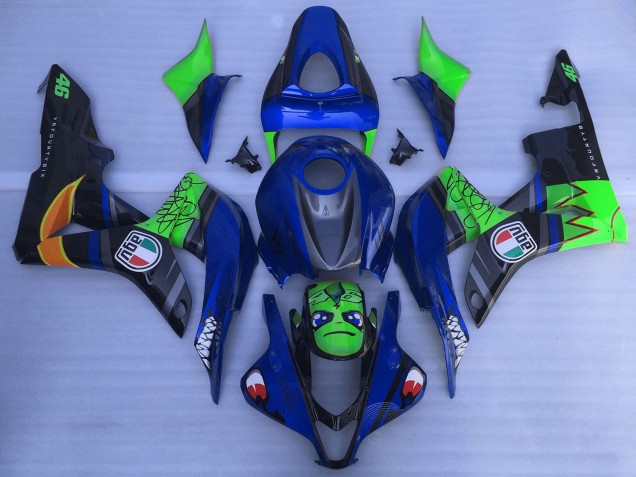 Mejores Carenados Moto Honda CBR600RR 2007-2008 - Azul Verde Negro Brillante Tiburón