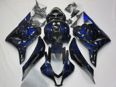 Mejores Carenados Moto Honda CBR600RR 2009-2012 - Negro Brillante Azul Llama