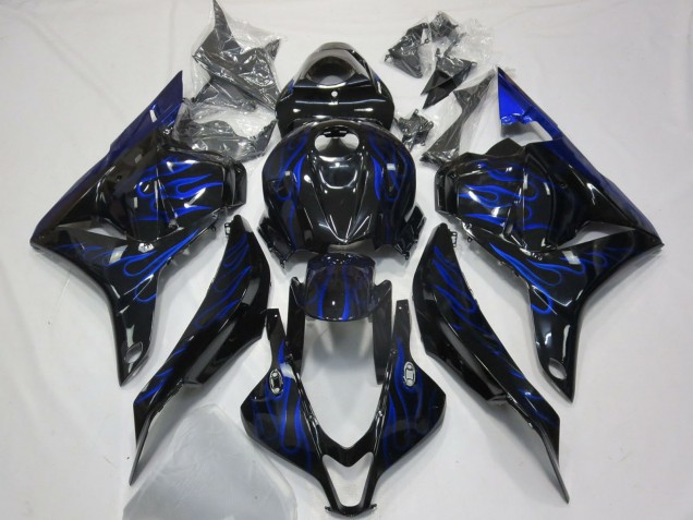 Mejores Carenados Moto Honda CBR600RR 2009-2012 - Negro Brillante Azul Llama