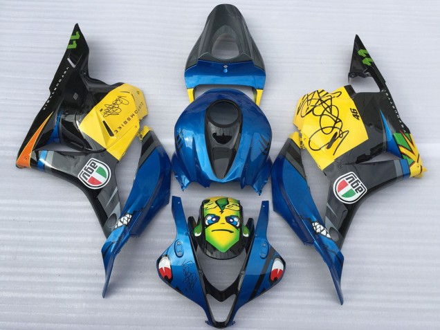 Mejores Carenados Moto Honda CBR600RR 2009-2012 - Azul Amarillo Negro Brillante Tiburón