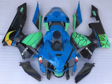 Mejores Carenados Moto Honda CBR600RR 2005-2006 - Azul Verde Negro Tiburón