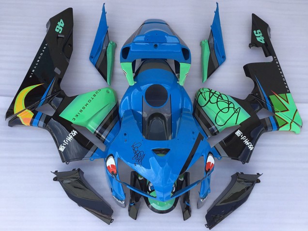 Mejores Carenados Moto Honda CBR600RR 2005-2006 - Azul Verde Negro Tiburón