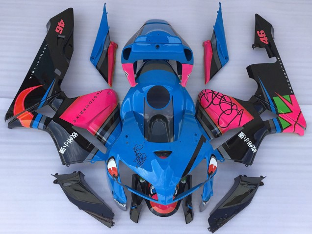 Mejores Carenados Moto Honda CBR600RR 2005-2006 - Azul Tiburón Rosa