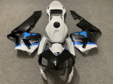 Mejores Carenado Moto Honda CBR600RR 2003-2004 - Blanco Azul Negro Brillante Splatter