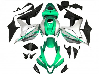 Mejores Carenados Moto Honda CBR600RR 2007-2008 - Plata Verde Negro Brillante OEM Estilo