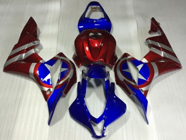 Mejores Carenados Moto Honda CBR600RR 2007-2008 - Rojo Plata Azul Captain America