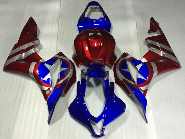 Mejores Carenados Moto Honda CBR600RR 2007-2008 - Rojo Plata Azul Captain America