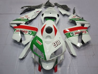Mejores Carenados Moto Honda CBR600RR 2005-2006 - Blanco Verde Rojo Castrol 93