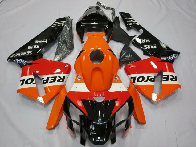 Mejores Carenado Moto Honda CBR600RR 2005-2006 - Naranja Blanco Rojo Negro Brillante Repsol