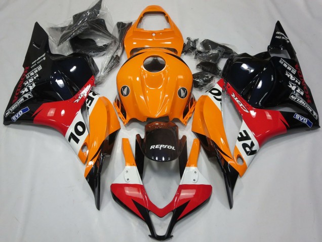 Mejores Carenado Moto Honda CBR600RR 2009-2012 - Naranja Blanco Rojo Negro Brillante Repsol