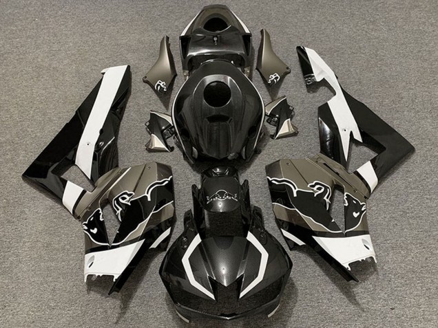 Mejores Carenados Moto Honda CBR600RR 2013-2023 - Negro FibraCarbono Blanco Toro