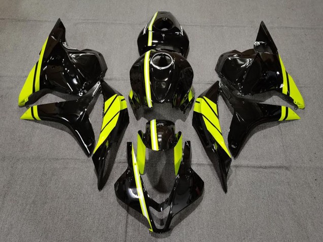 Mejores Carenados Moto Honda CBR600RR 2009-2012 - Negro Brillante Alta Visibilidad Amarillo Raya