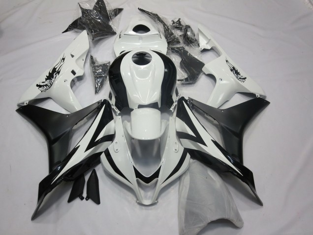 Mejores Carenados Moto Honda CBR600RR 2007-2008 - Blanco Negro Mate OEM Estilo