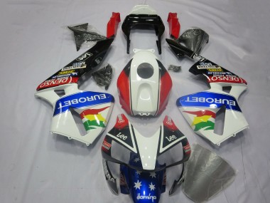 Mejores Kits Carenado Moto Honda CBR600RR 2003-2004 - Blanco Rojo Azul Negro Brillante EuroBet