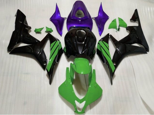 Mejores Carenados Moto Honda CBR600RR 2007-2008 - Púrpura Verde Negro Brillante