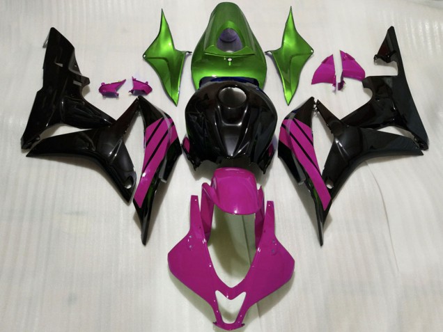 Mejores Carenados Moto Honda CBR600RR 2007-2008 - Verde Rosa Negro Brillante