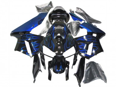 Mejores Carenados Moto Honda CBR600RR 2005-2006 - Negro Brillante Azul Llama