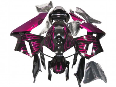 Mejores Carenados Moto Honda CBR600RR 2005-2006 - Negro Brillante Rosa Llama