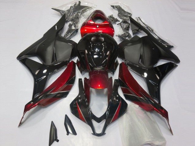Mejores Carenados Moto Honda CBR600RR 2009-2012 - Rojo Negro Brillante Negro Mate
