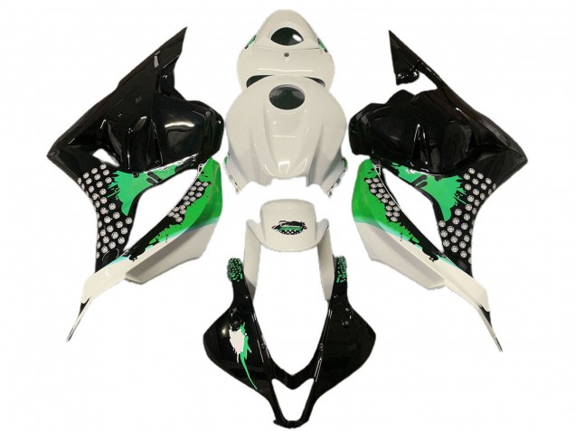 Mejores Carenados Moto Honda CBR600RR 2009-2012 - Blanco Verde Negro Brillante Splatter