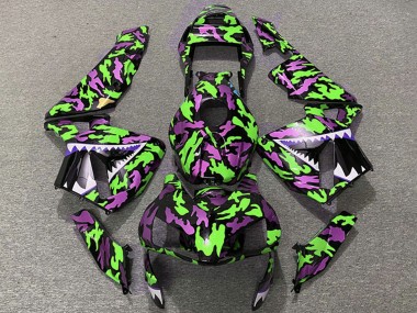 Mejores Carenados Moto Honda CBR600RR 2003-2004 - Verde Rosa Camouflage Tiburón