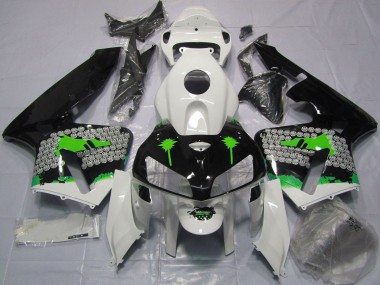 Mejores Carenados Moto Honda CBR600RR 2005-2006 - Blanco Verde Negro Splatter